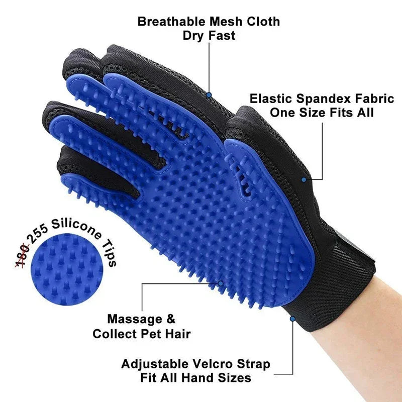 Silicone Pet Grooming Gloves – Gentle Hair Removal & Bathing Brush